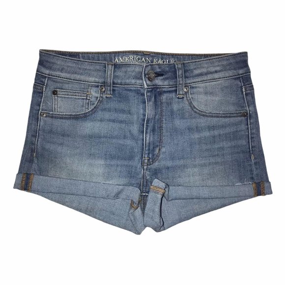 American Eagle Distressed Hi-Rise Shortie Shorts 8 - Picture 1 of 8